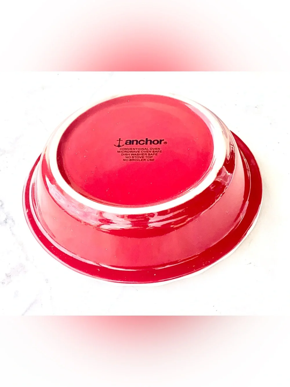 Anchor Hocking Red and White Scalloped Ceramic Pie Plate MINI 6 IN SINGLE SERVE